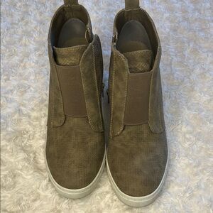 Brown High-Top Wedge Sneakers